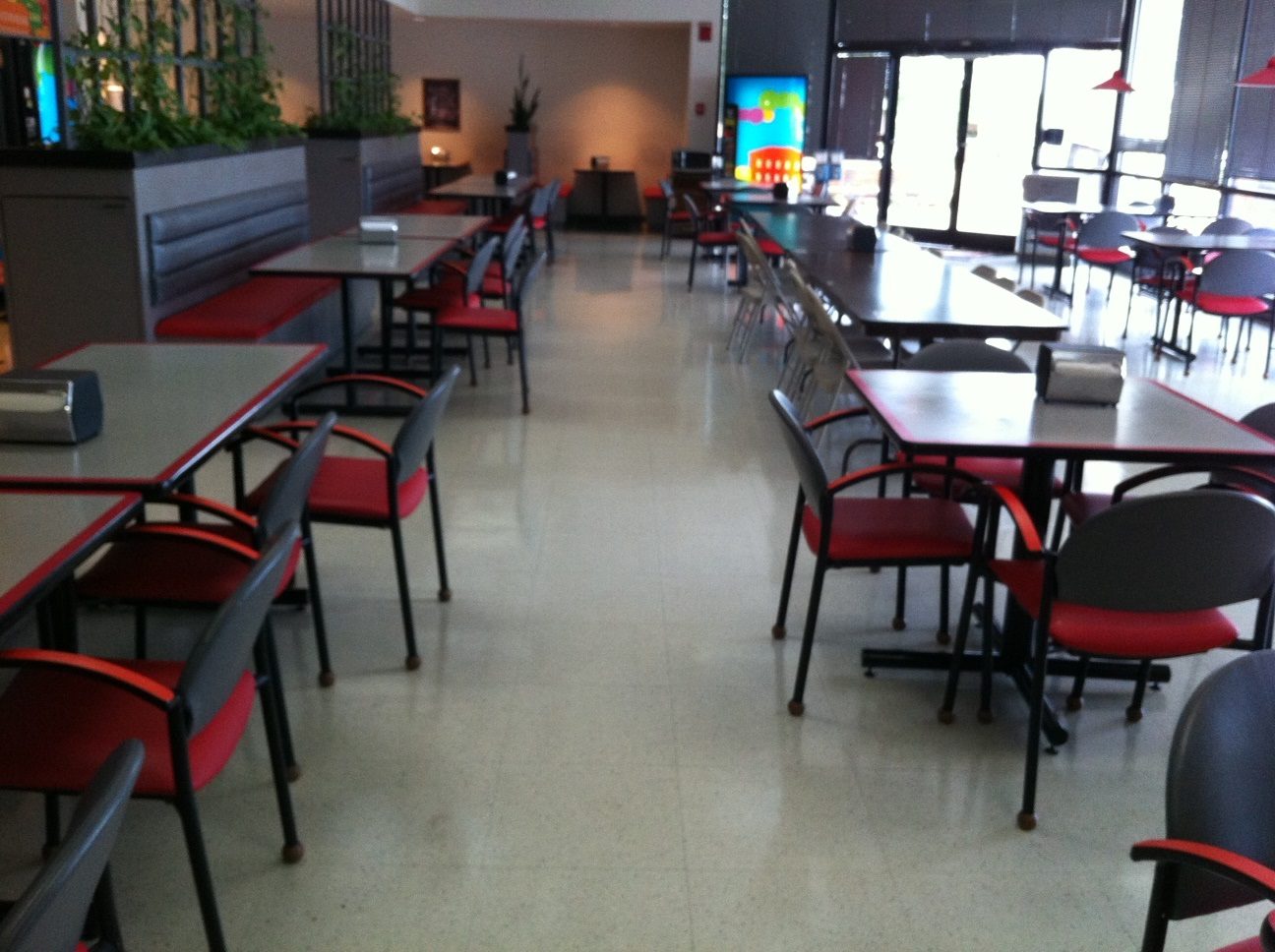 After Cafeteria B Stripping and waxing VCT flooring